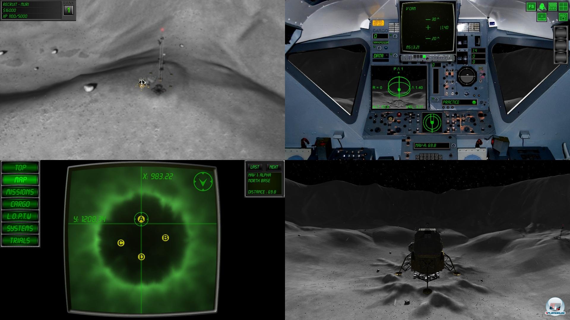 Die Simulation lässt sich auch simultan auf vier Ansichten verteilt spielen.