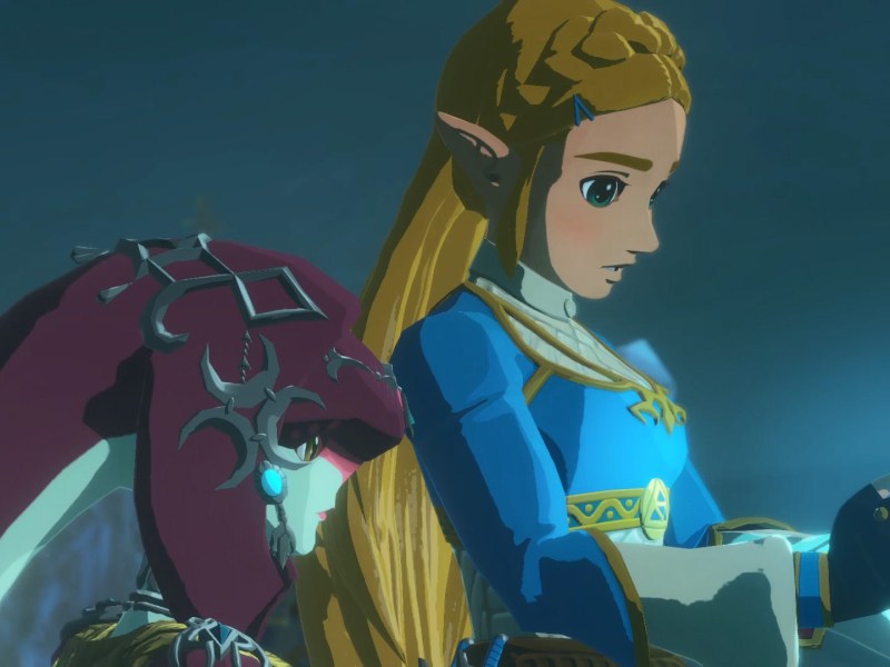 Protagonistin Zelda und ein Zora-Charakter aus dem Spiel Hyrule Warriors: Zeit der Verheerung