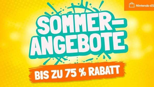 Banner zu einer Sale-Aktion im Nintendo eShop: "Sommer-Angebote, bis zu 75 Prozent Rabatt"