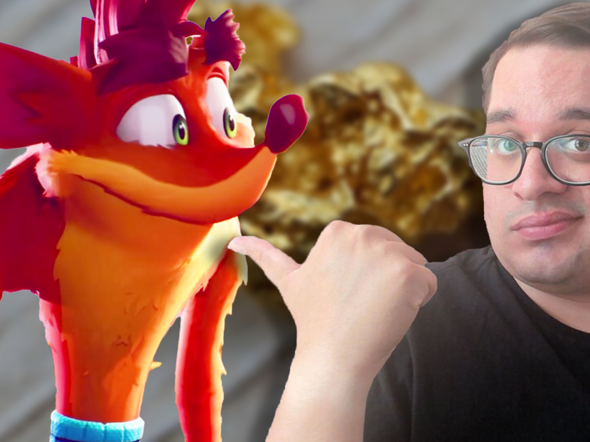 Im Bild: Crash Bandicoot, flauschiger Held der gleichnamigen Videospielreihe - und ein 4P-Redakteur.