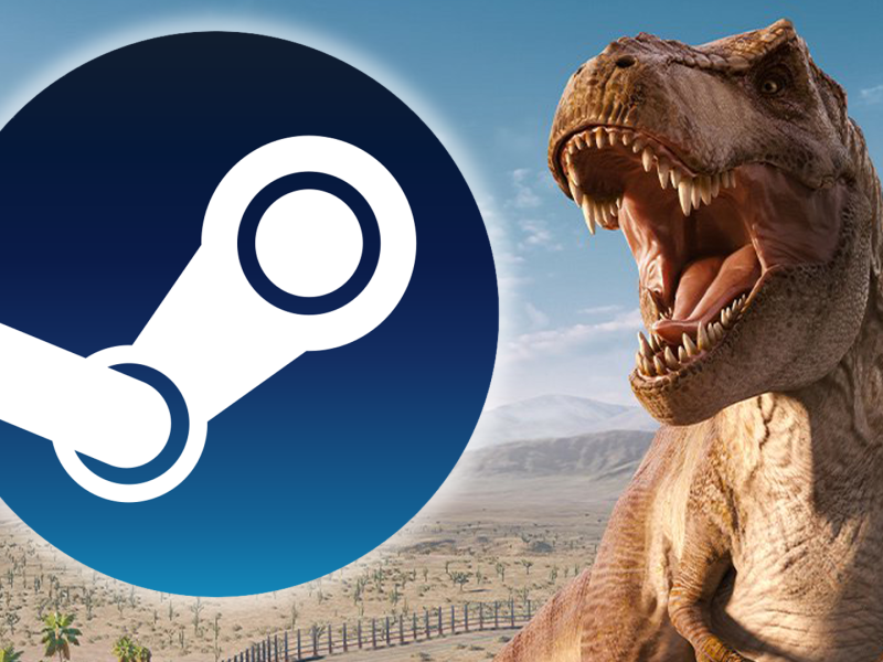 Wenn Roberta Rex aus dem Jurassic Park Kohldampf hat, verputzt sie auch schon mal das knusprige Steam-Logo.