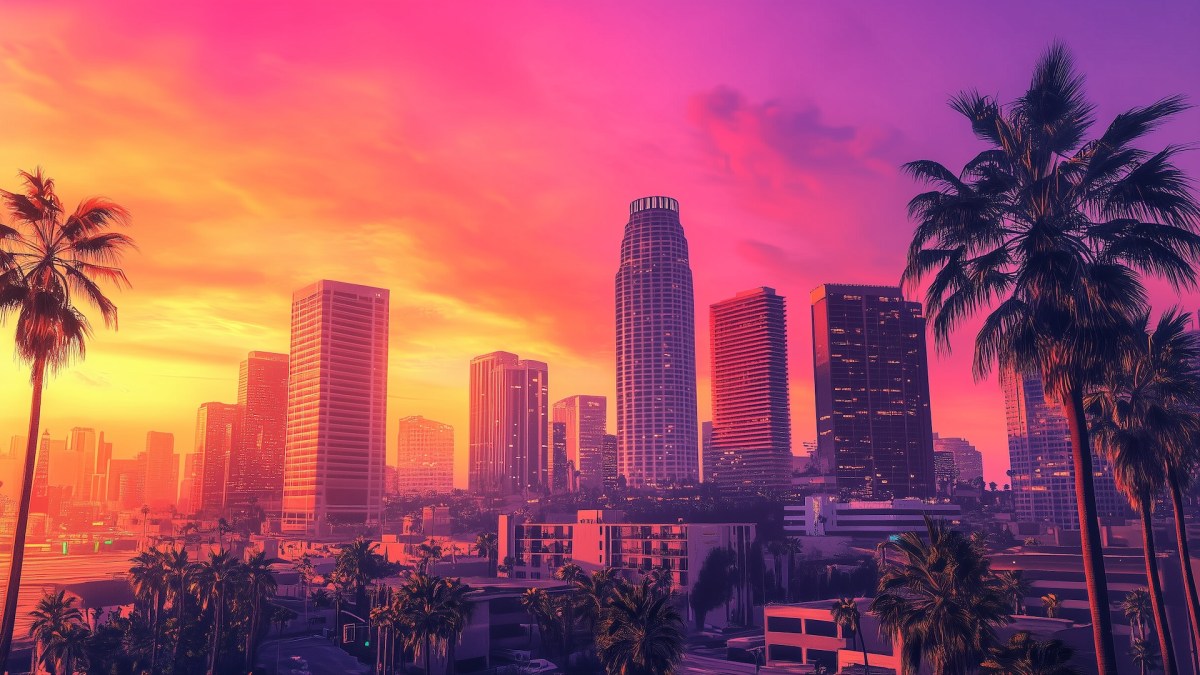 Eine Illustration der fiktiven Stadt Vice City aus dem Spiel GTA 6.