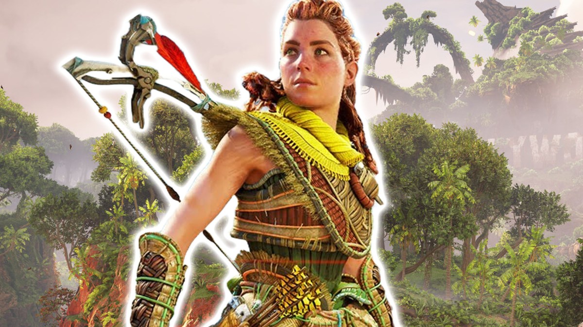 Screenshot aus Horizon Forbidden West, im Vordergrund ist Protagonistin Aloy zu sehen.