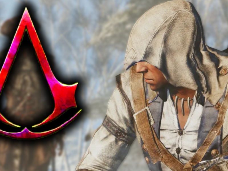 Eine Bildmontage, mit einem Helden aus dem Videospiel Assassin's Creed 3: Liberation - Remastered im Zentrum des Bildes.