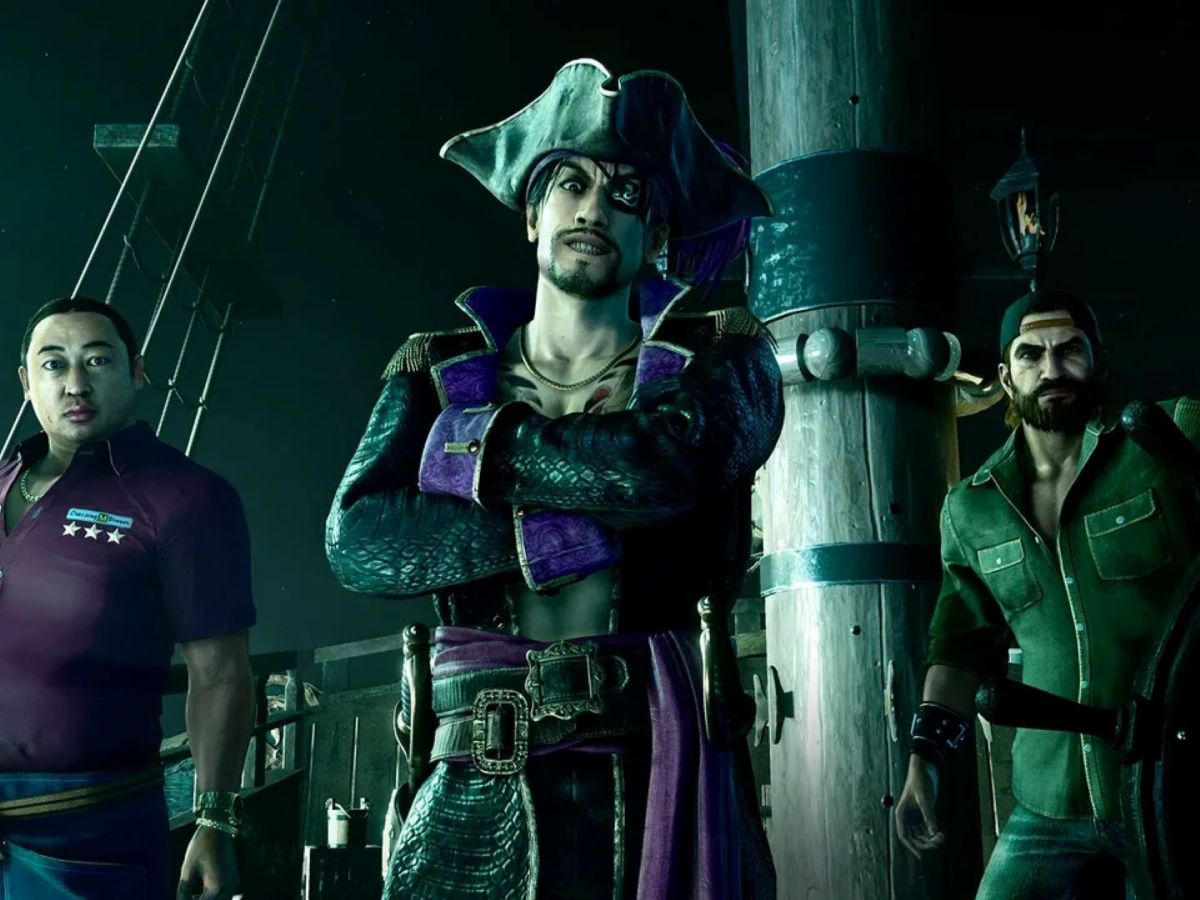 Goro Majima und seine Crew in Like A Dragon. Pirate Warrior in Hawaii