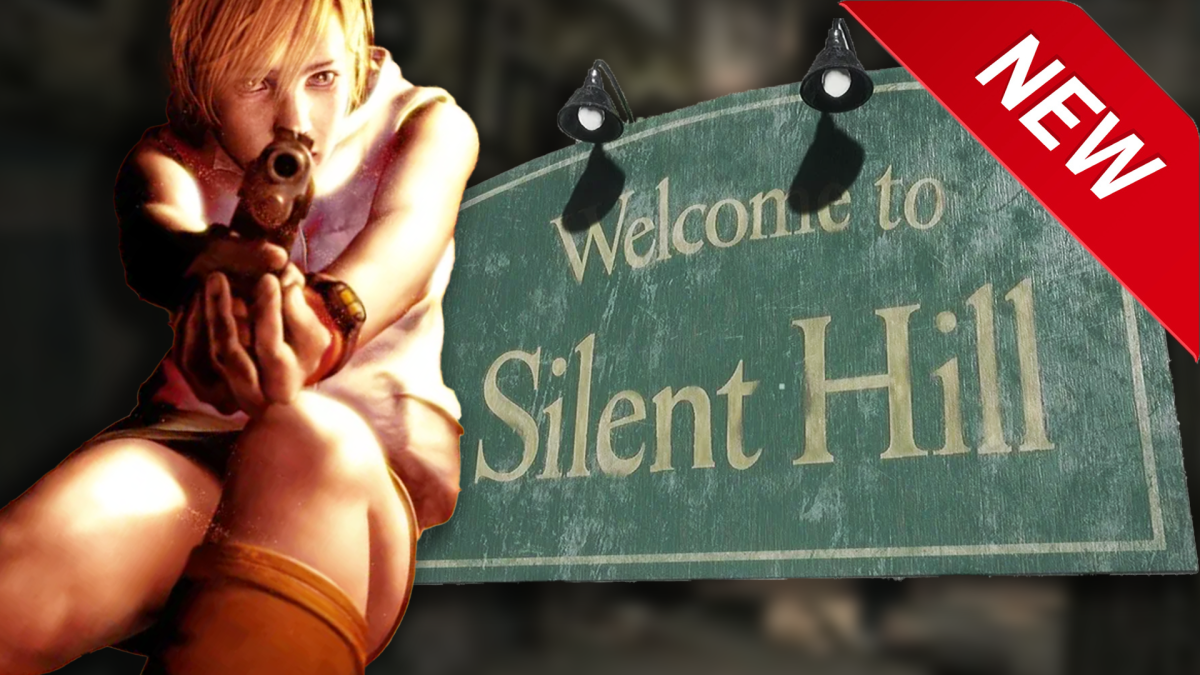 Eine Bildmontage, in deren Zentrum stehen: Das ikonische Straßenschild aus Silent Hill und die Heldin Heather Mason aus Silent Hill 3.