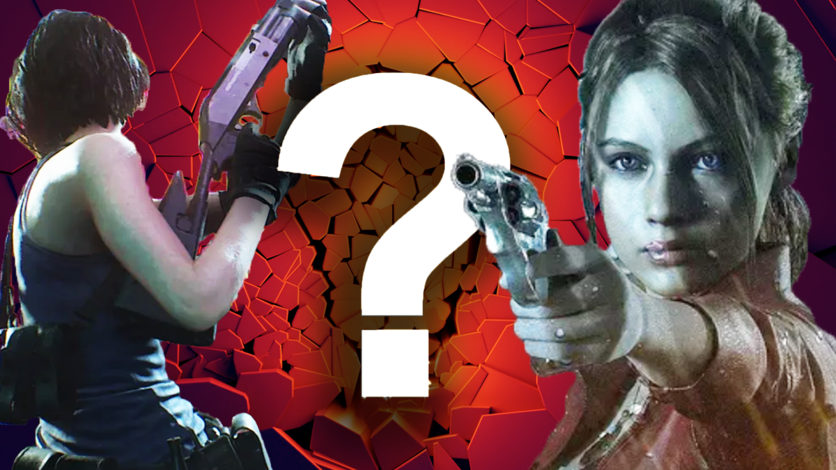 Eine Bildmontage, die Claire Redfield und Jill Valentine aus den Resident Evil-Spielen zeigt - und ein großes, fettes Fragezeichen.