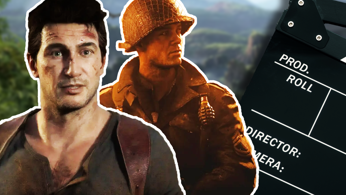 Eine Bildmontage, in deren Zentrum die Videospielhelden aus Uncharted 4: A Thief's End und Call of Duty: WWII im Zentrum stehen. Call of Duty, eine Reihe, die Regisseur Steven Spielberg mag.