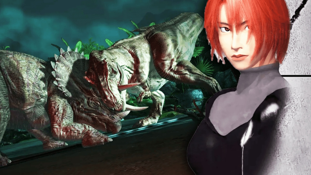 Eine Bildmontage, die Regina aus Dino Crisis zeigt und Roberta Rex aus Jurassic Park und World.