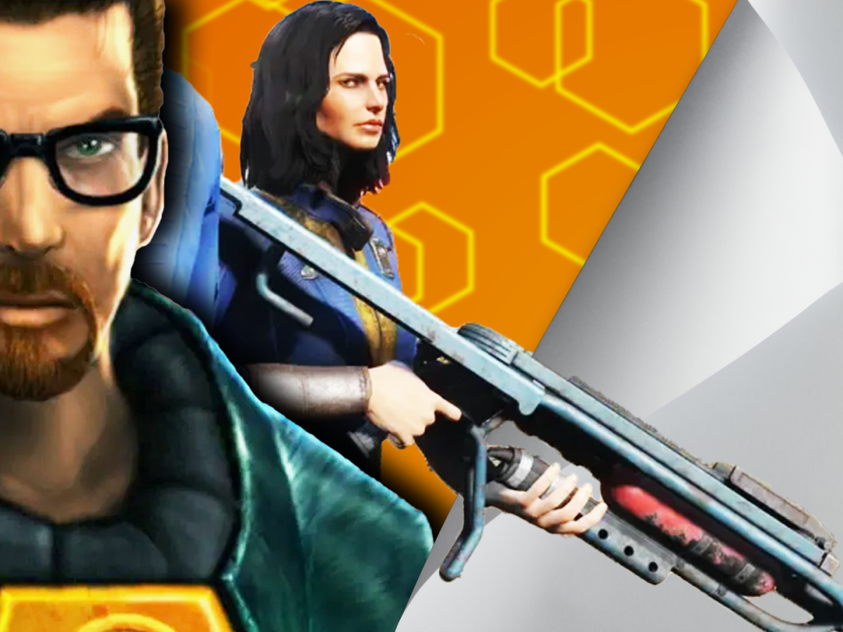 Eine Bildmontage, die einen weiblich gelesenen Charakter aus Fallout 4 zeigt - und Gordon Freeman aus den Half-Life-Spielen.