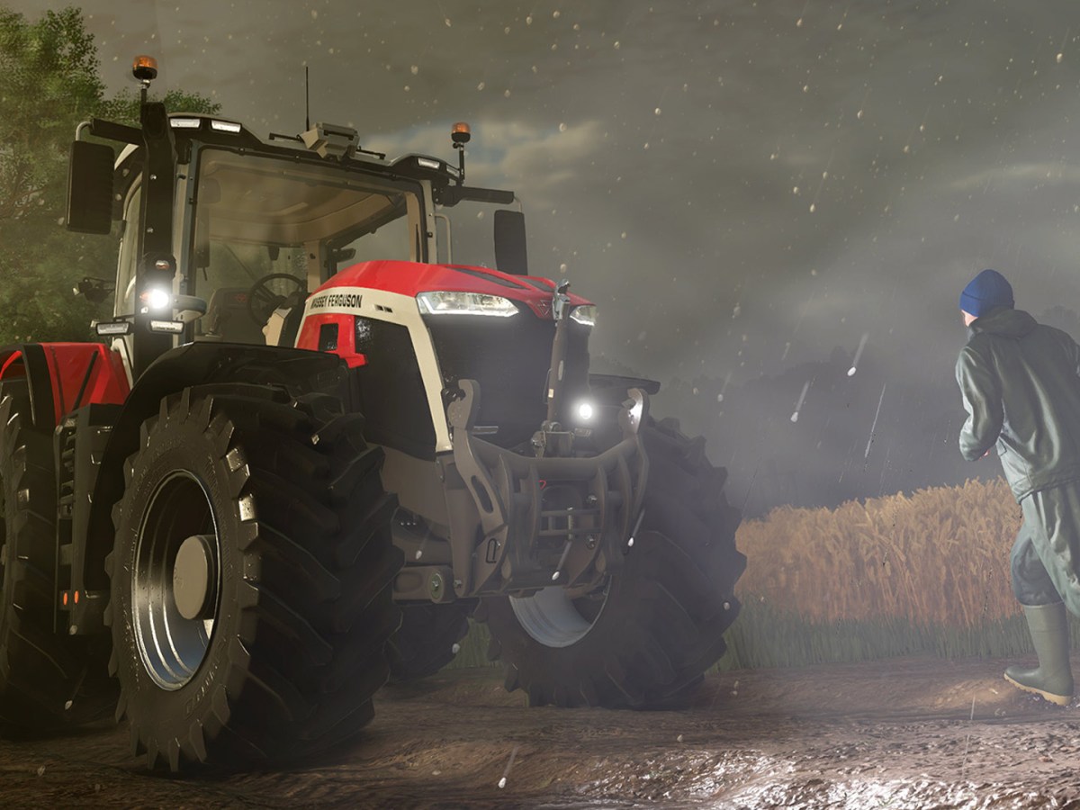 Bild vom Landwirtschafts-Simulator 25 mit einem Traktor im Regen