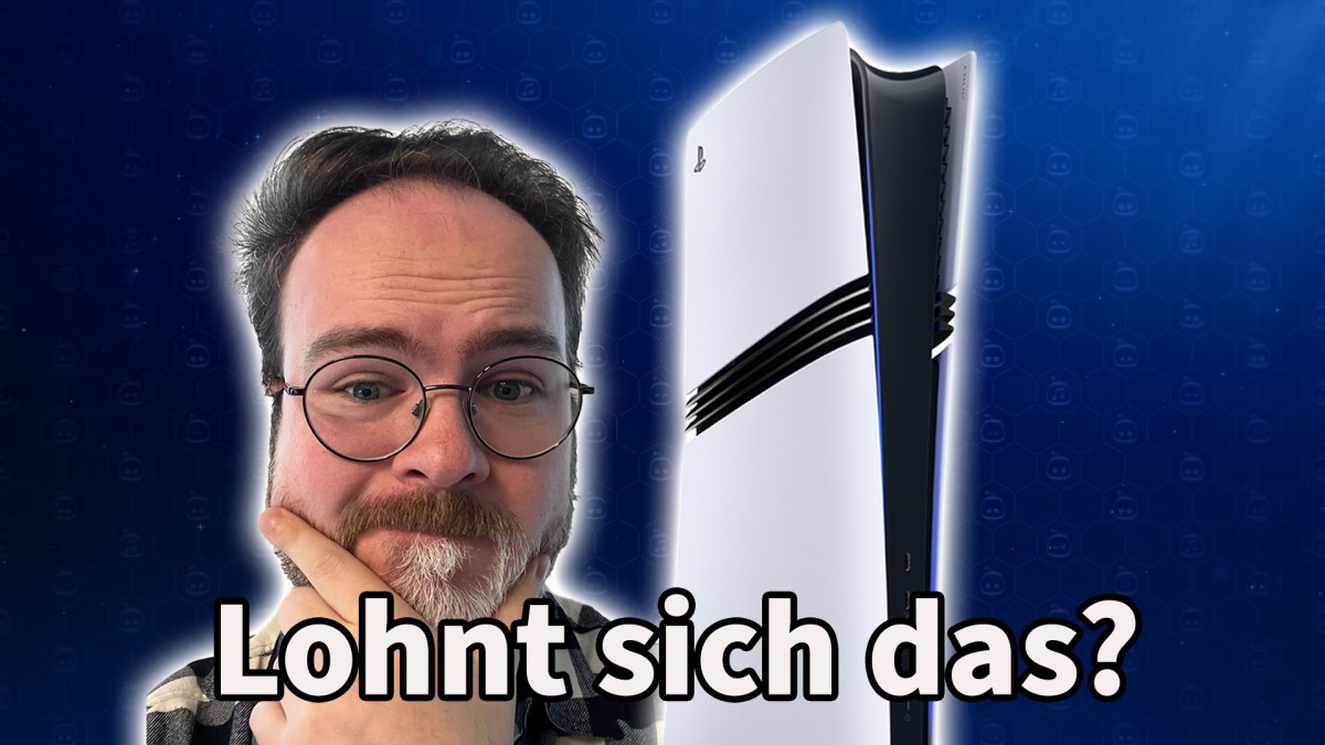 Ein Bild von der PlayStation 5 Pro und Redakteur Jonas.