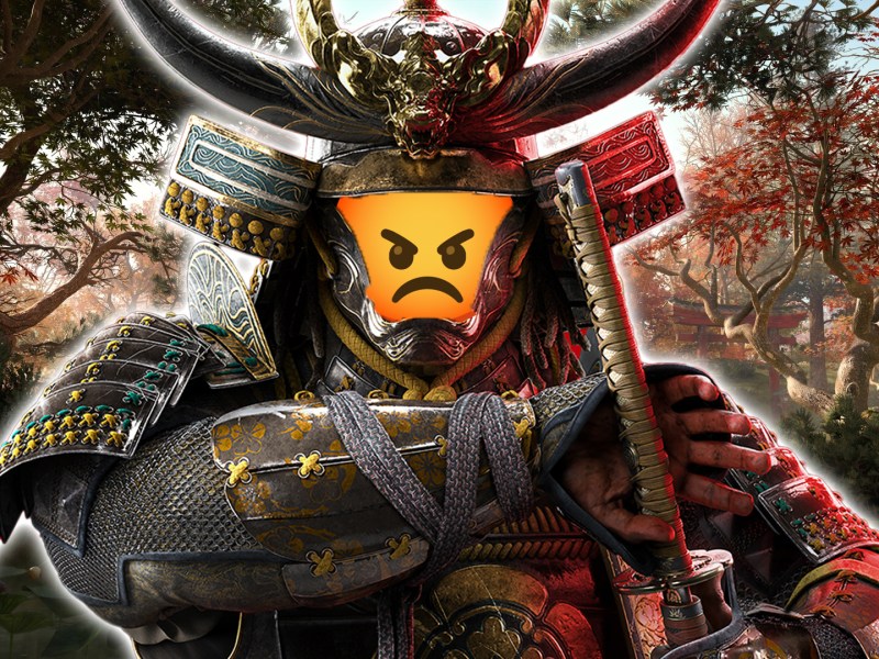 Ein Screenshot von Assassin's Creed Shadows mit einem wütenden Yasuke.