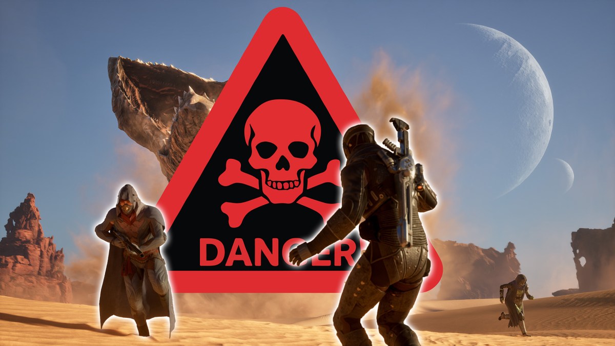 Ein Screenshot aus Dune Awakening mit einem Danger-Symbol.