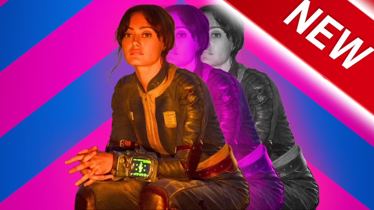 Eine Bildmontage, welche die Schauspielerin Ella Purnell aus der Fallout-Serie in dreifacher Ausführung zeigt.