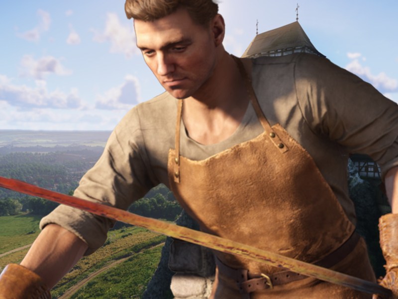 Artwork aus Kingdom Come: Deliverance 2 mit Protagonist Heinrich als Schmied im Vordergrund.