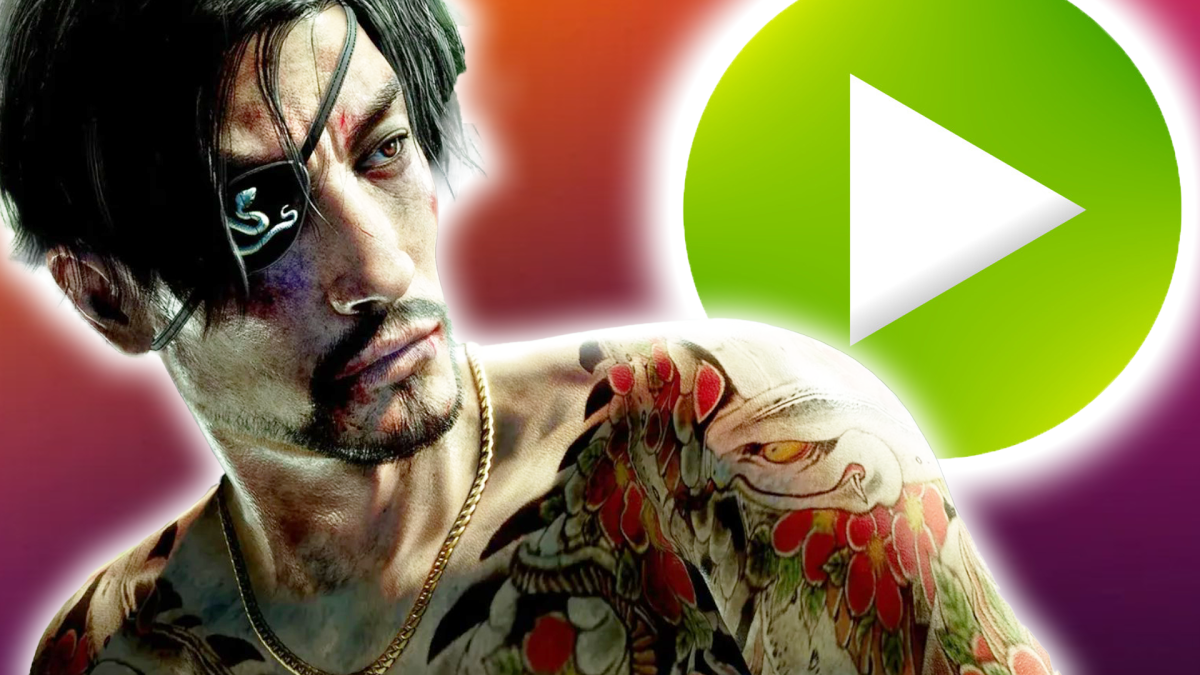 Eine Bildmontage, die den männlich gelesenen Protagonisten aus Like a Dragon: Pirate Yakuza in Hawaii zeigt.