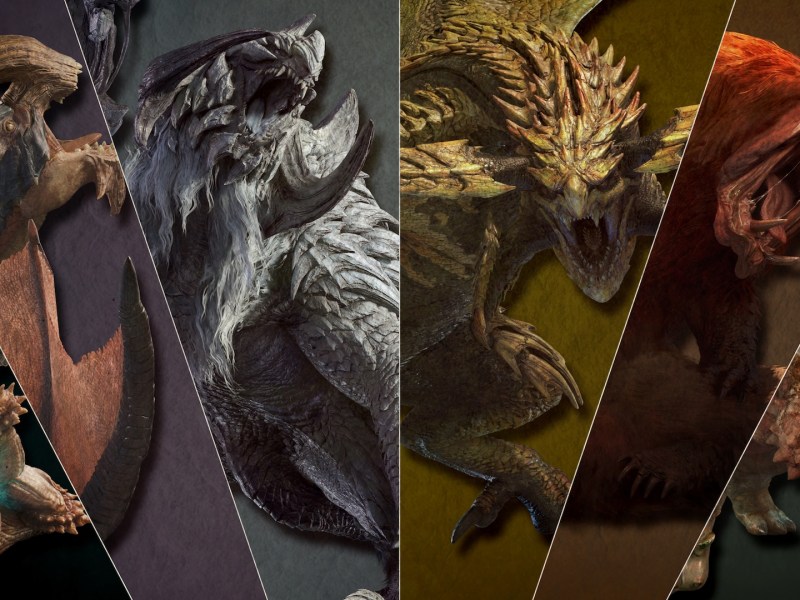 Eine Collage von verschiedenen Monstern aus Monster Hunter Wilds.