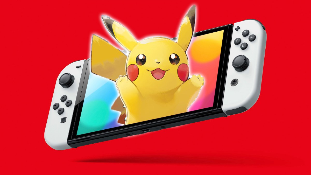 Ein Bild von der Nintendo Switch mit einem Pikachu darin.