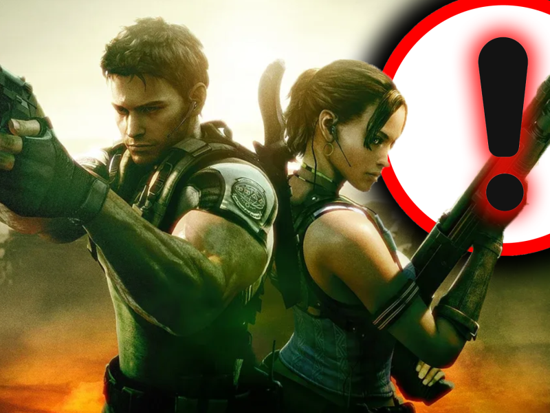 Eine Bildmontage, die einen weibliche und einen männlich gelesenen Charakter aus Resident Evil 5 zeigt.