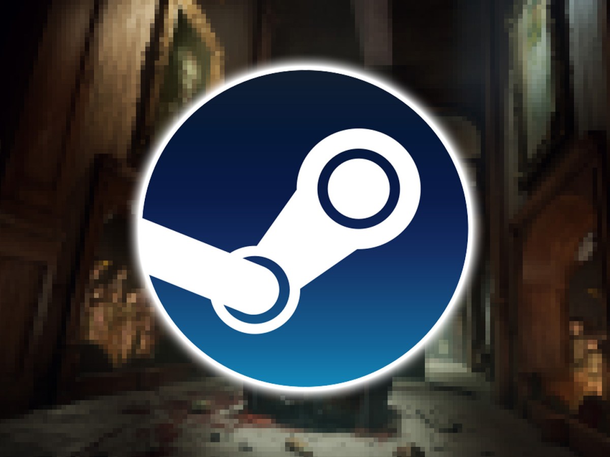 Screenshot aus The Outlast Trials verbunden mit dem Logo von Steam.