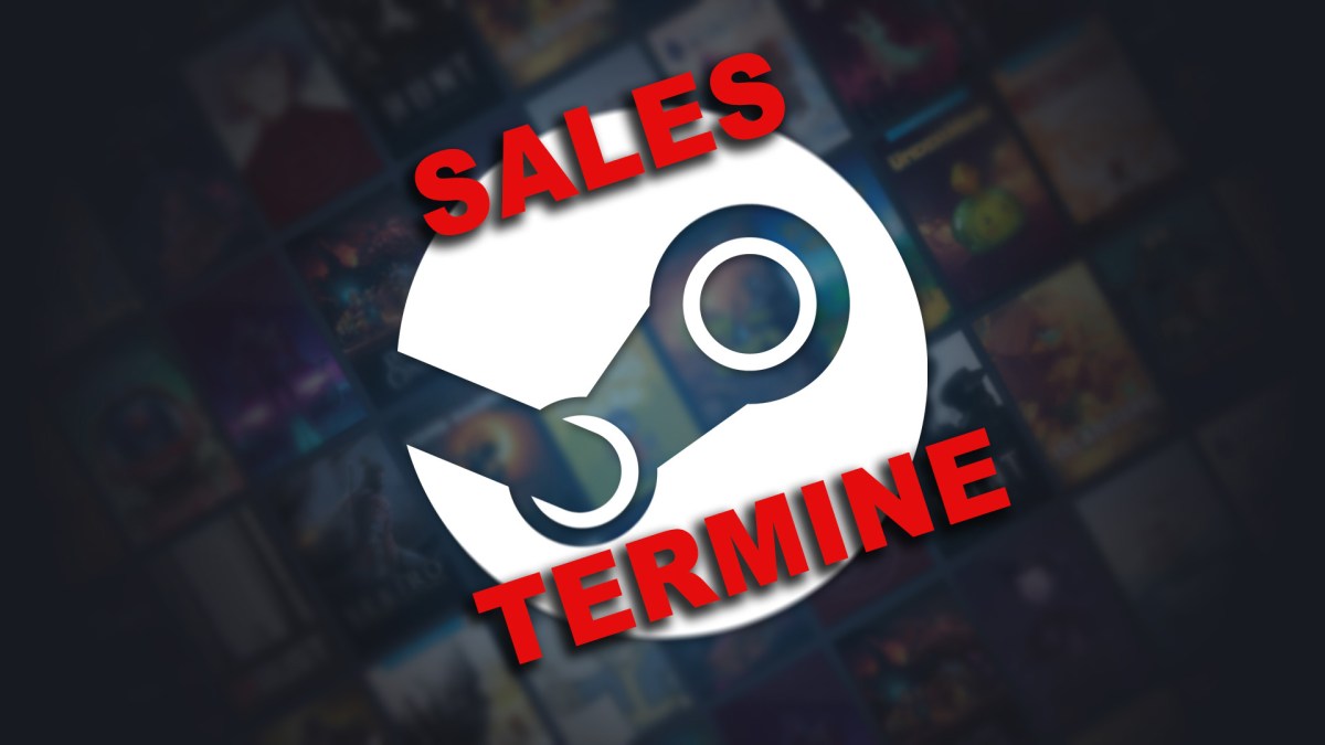 Logo von Steam mit verschiedenen Spielen im Hintergrund. Mit dem Text 