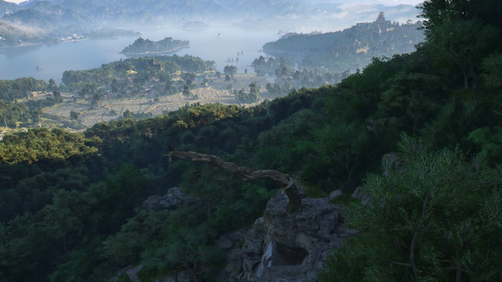 Screenshot mit Blick auf die Spielwelt im mittelalterlichen Japan.