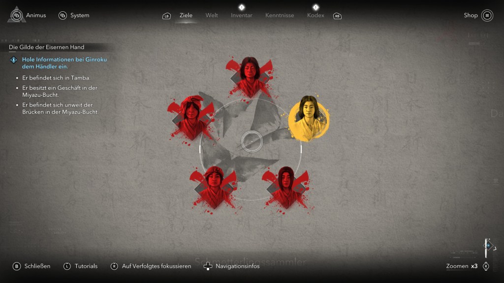 Screenshot aus dem Quest-Men&uuml; von AC Shadows.