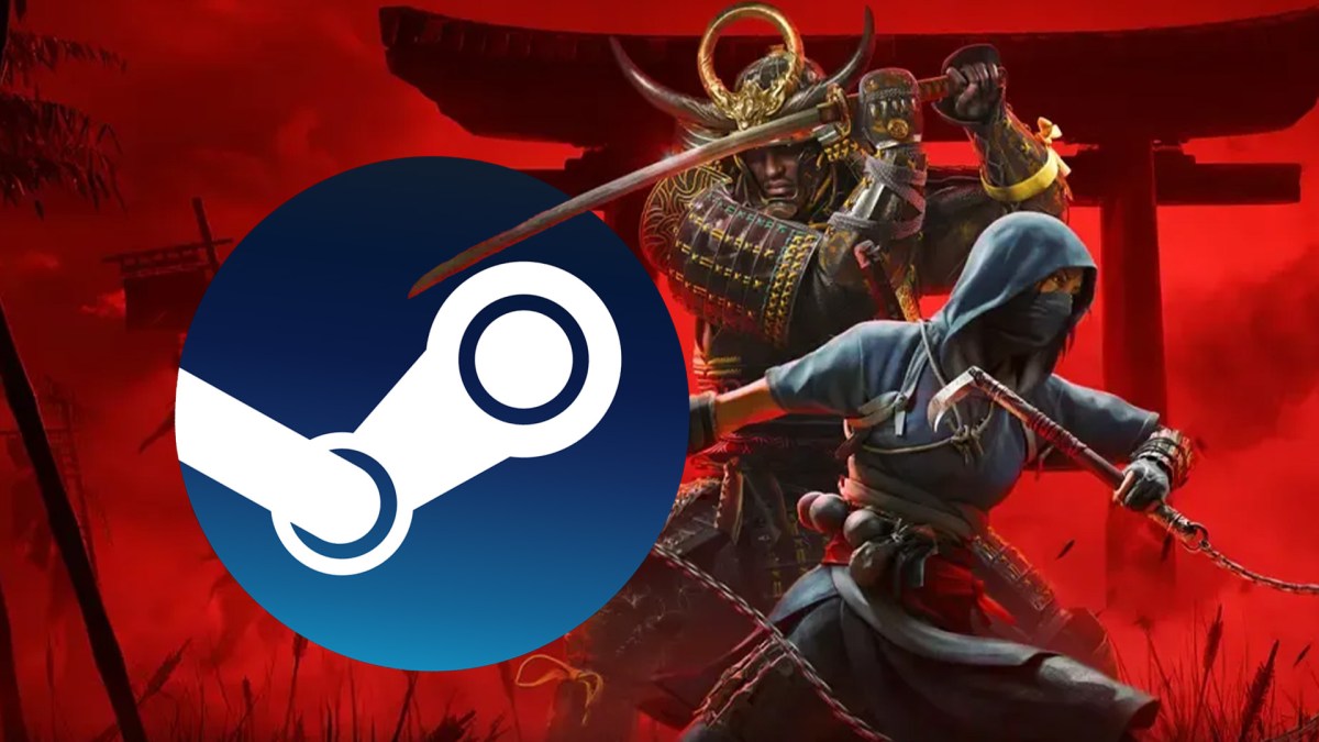 Naoe und Yasuke aus Assassin's Creed Shadows neben dem Steam-Logo