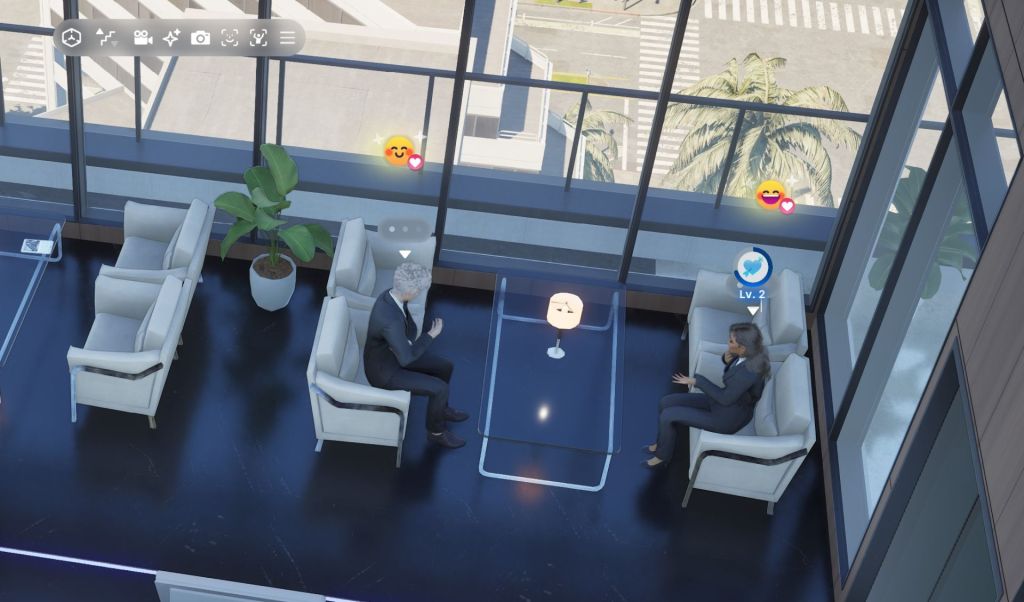 Zwei Charaktere flirten in inZOI