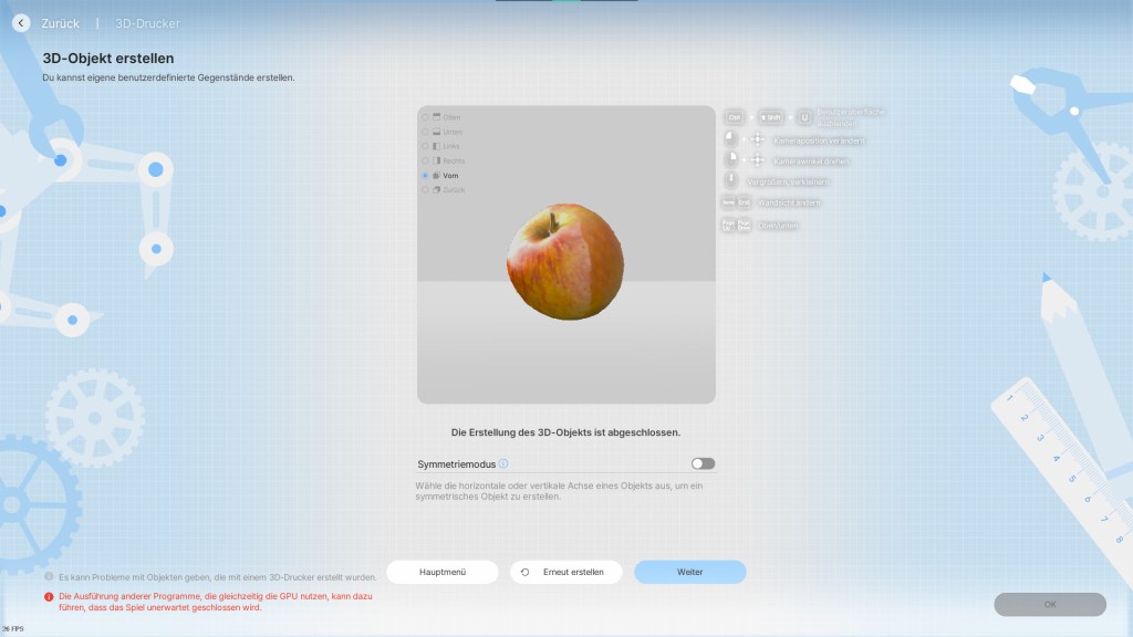 Apfel im 3D-Druck-Feature in inZOI