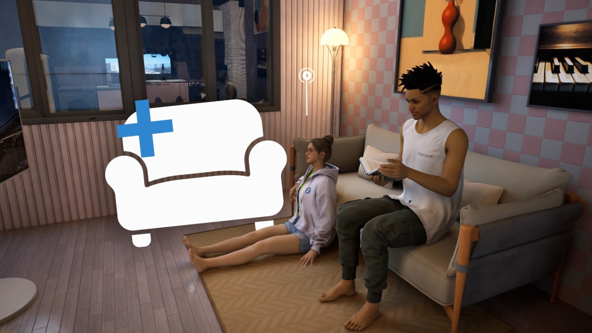 inZOI Screenshot Wohnzimmerszene mit Symbol eines Sessel