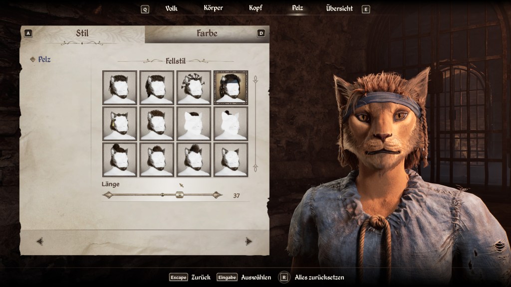 Screenshot aus dem Charakter-Editor von Oblivion Remastered.