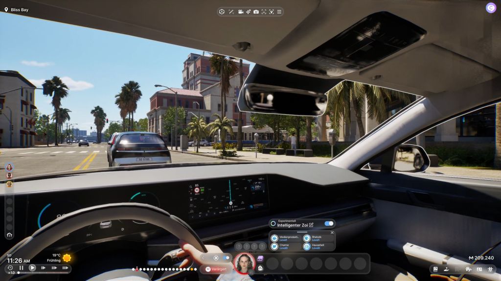 Screenshot vom Autofahren bei InZOI