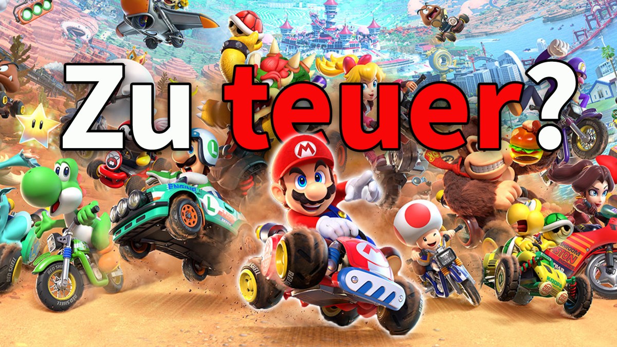 Das Cover von Mario Kart World mit weißer und roter Schrift.