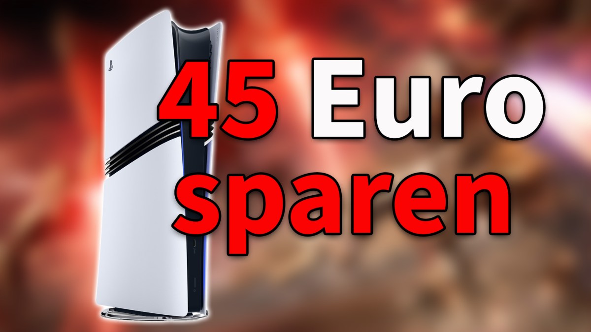 Eine PS5 mit den Worten 45 Euro sparen.