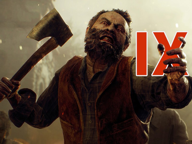 Ein Zombie aus Resident Evil 4, der eine IX hält.