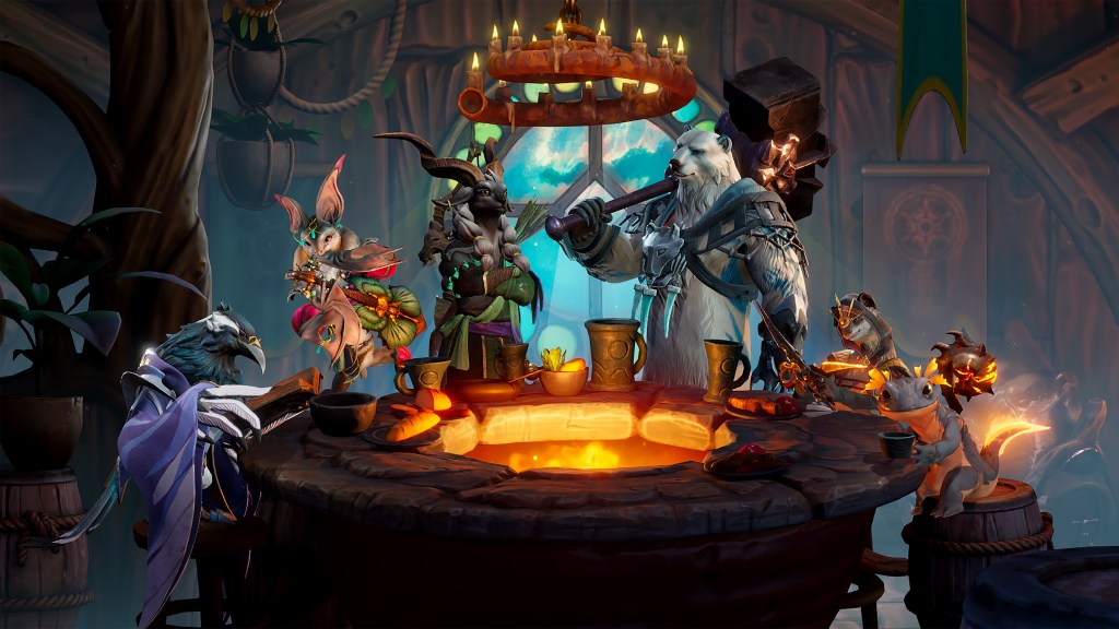 Charakterbildschirm von Sunderfolk. Zu sehen sind die sechs tierischen Klassen.