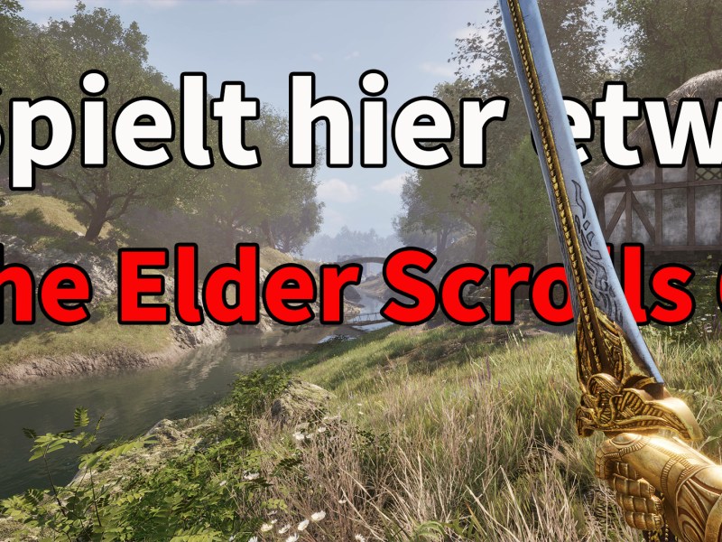 Ein Screenshot von Oblivion mit roter und weißer Schrift darauf.