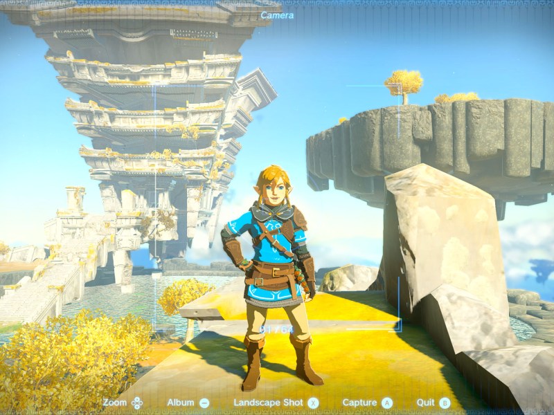 Link posiert im Foto-Modus von Tears of the Kingdom.