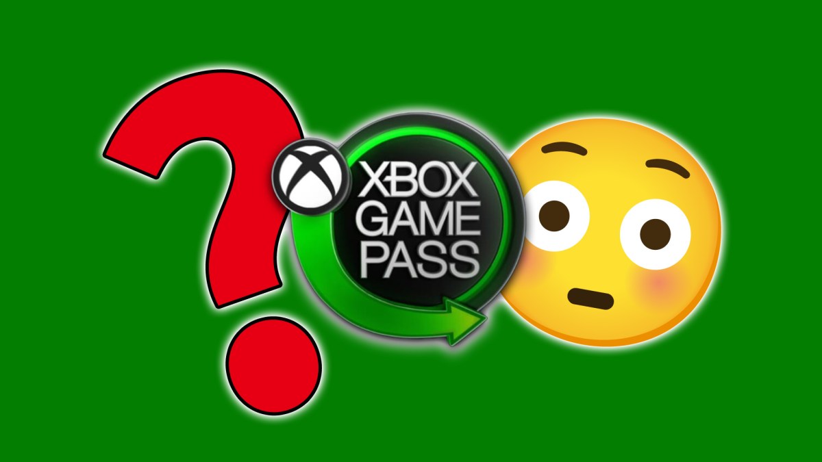 Das Xbox Game Pass-Logo, ein Fragezeichen und ein Emoji.
