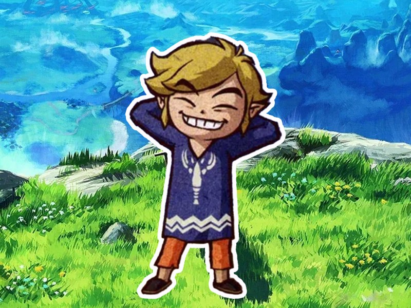 Toon-Link aus Wind Wake in Artwork zu The Legend of Zelda: Breath of the Wild