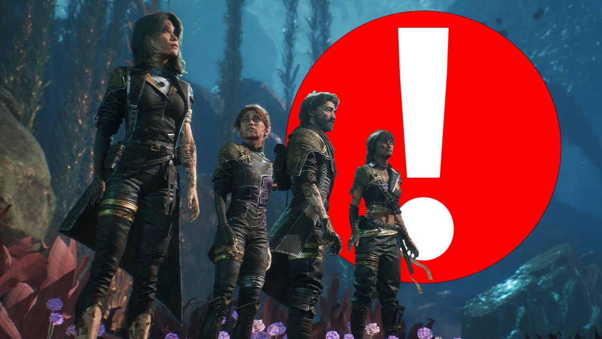 Ein Screenshot aus Clair Obscur: Expedition 33 mit rotem Kreis und weißem Ausrufezeichen.