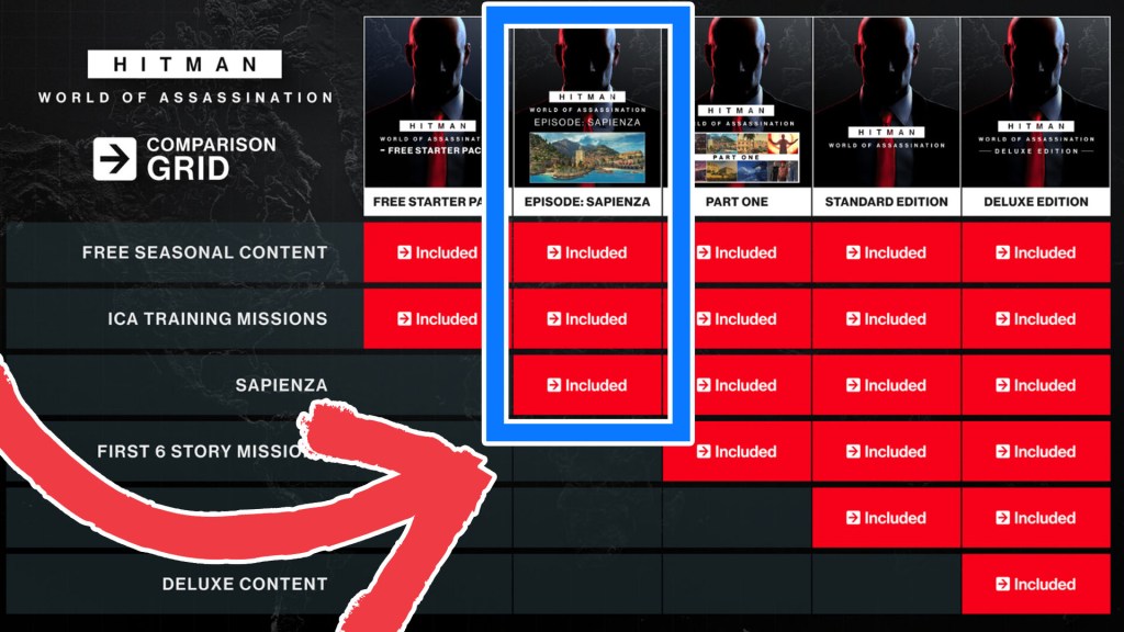 Eine Grafik zum Videospiel Hitman World of Assassination.