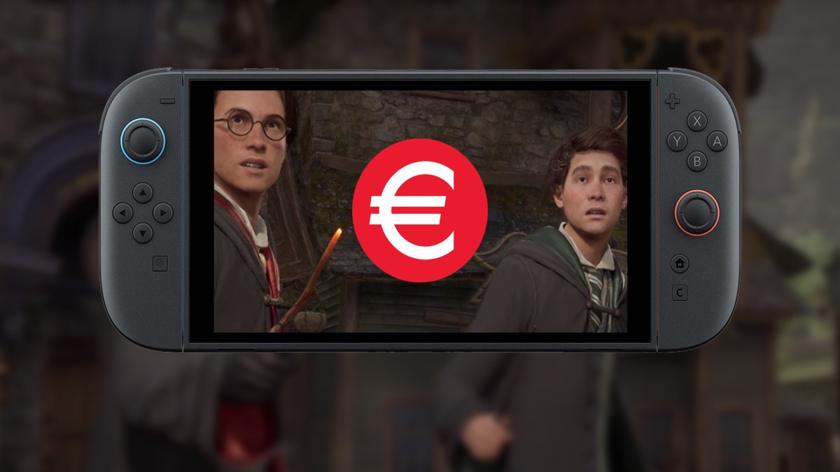 Screenshot aus Hogwarts Legacy für die Nintendo Switch 2. Versehen mit einem Euro-Symbol.