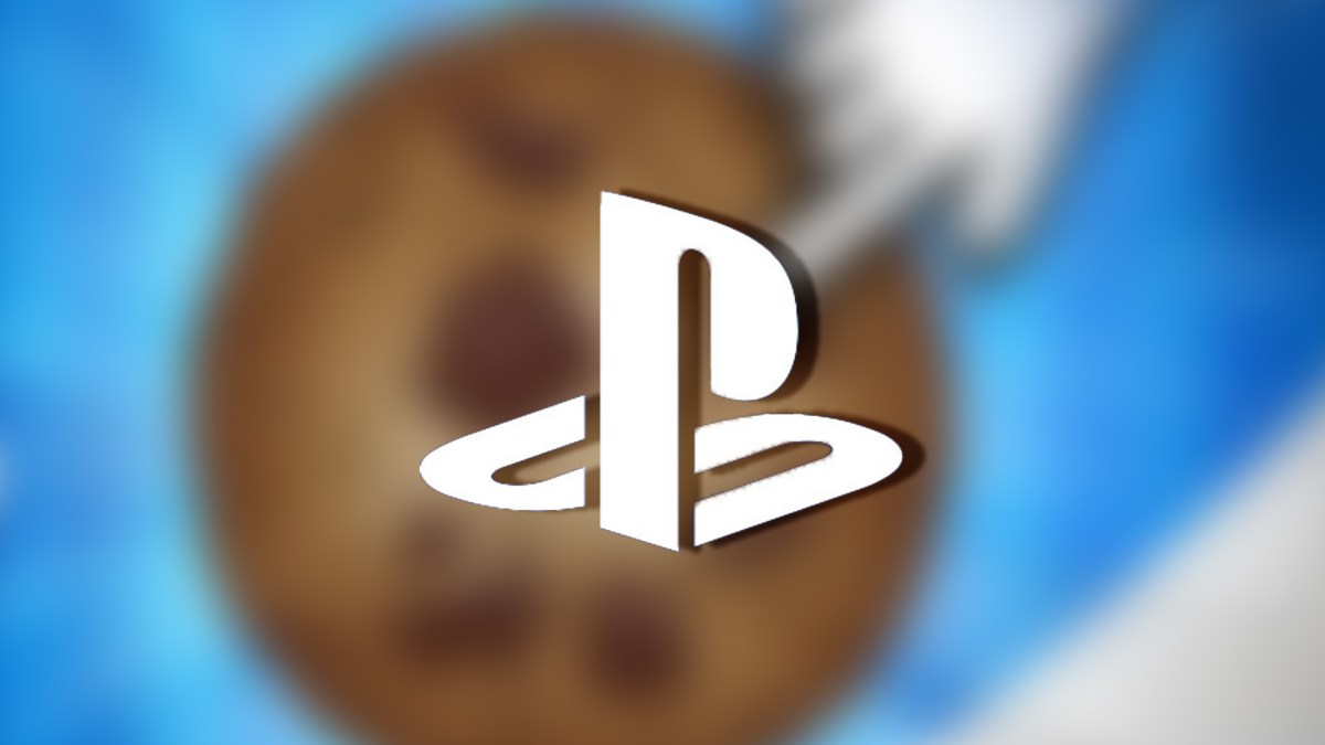 Artwork von Cookie Clicker. Davor das Logo der PlayStation.