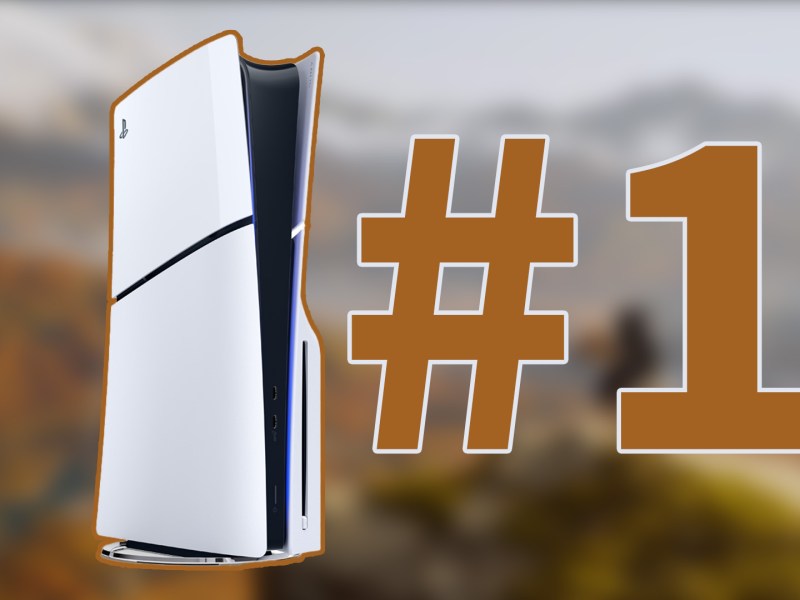 Eine PS5 mit einer Nummer 1 daneben.