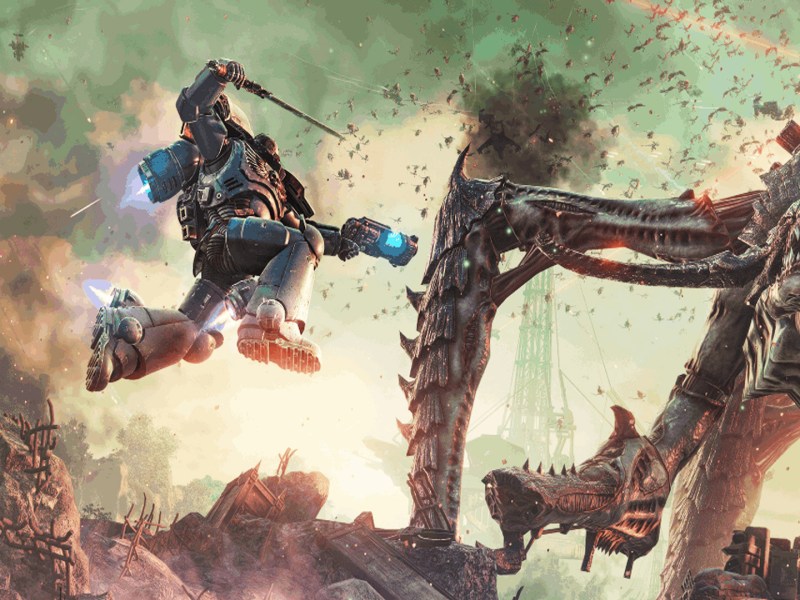 Screenshot beziehungsweise Artwork aus dem Koop-Update von Warhammer 40.000: Space Marine 2.