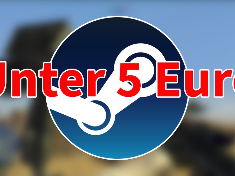 Das Steam-Logo mit roter Schrift auf verschwommenem Hintergrund.