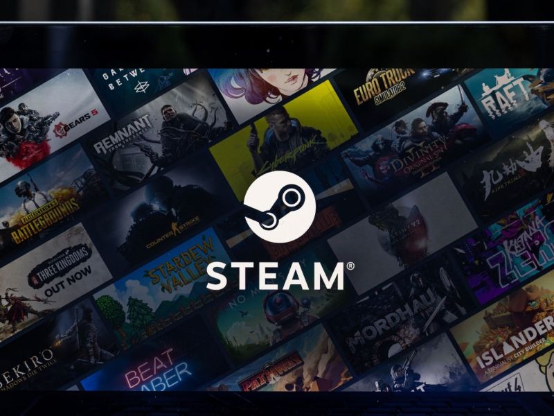 Steam Logo auf einem Laptop